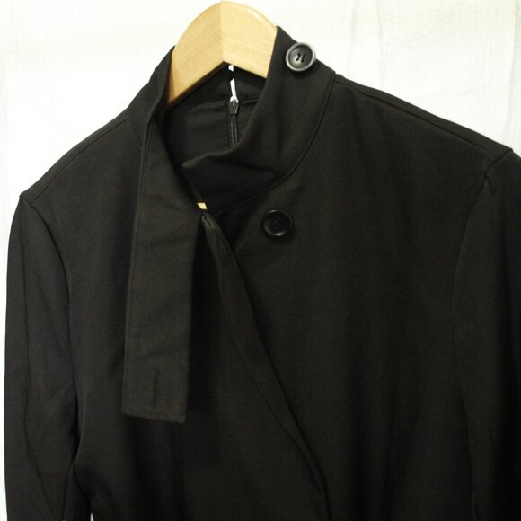 Mooyius Black High-Neck Asymmetric Belted A-Line Dress - Picture 9 of 11